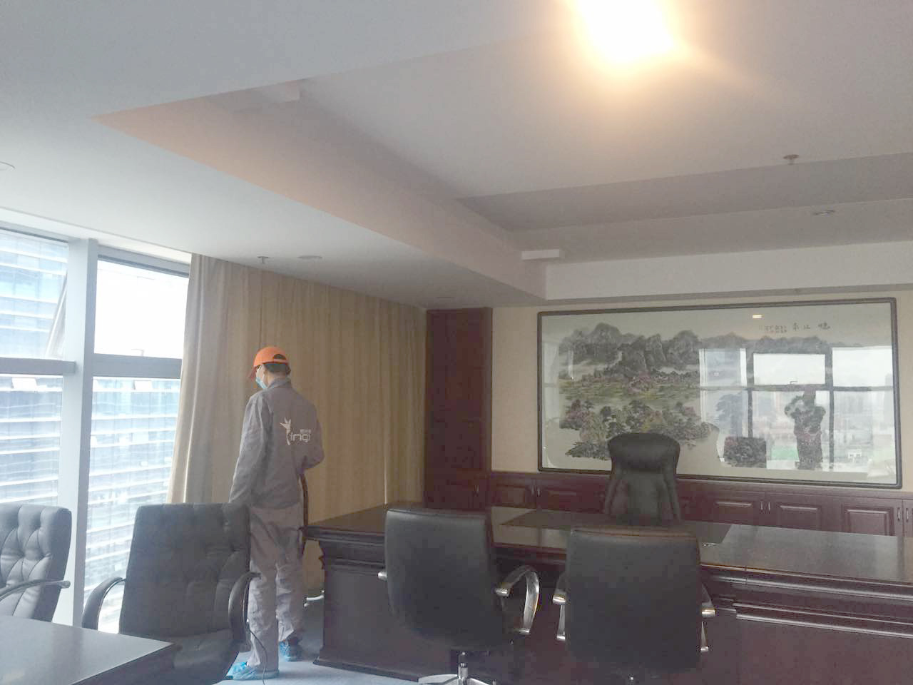 總經理辦公室窗簾布藝噴涂施工 總經理辦公室窗簾布藝噴涂施工